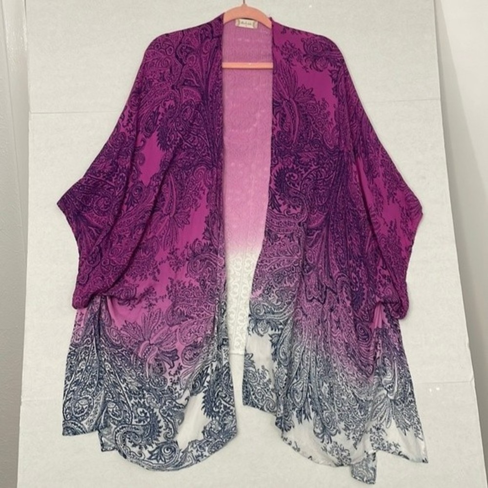 Altar'd State Kimono Top, Viscose, Purple Ombre, Small